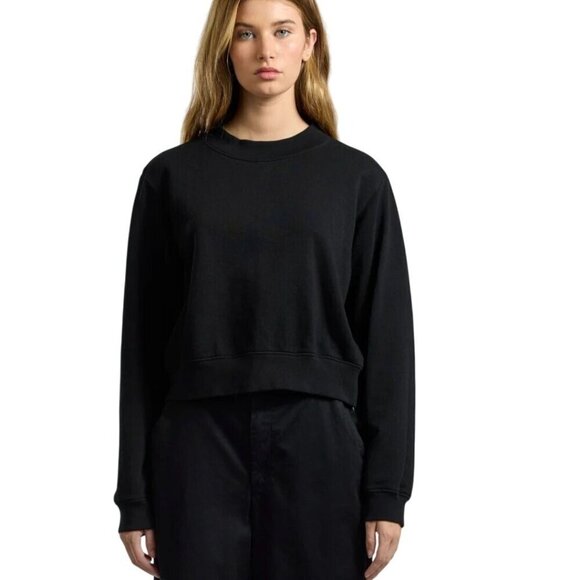 Cotton Citizen Milan Crew Sweatshirt Jet Black Sustainable Cotton Size L - Picture 1 of 8
